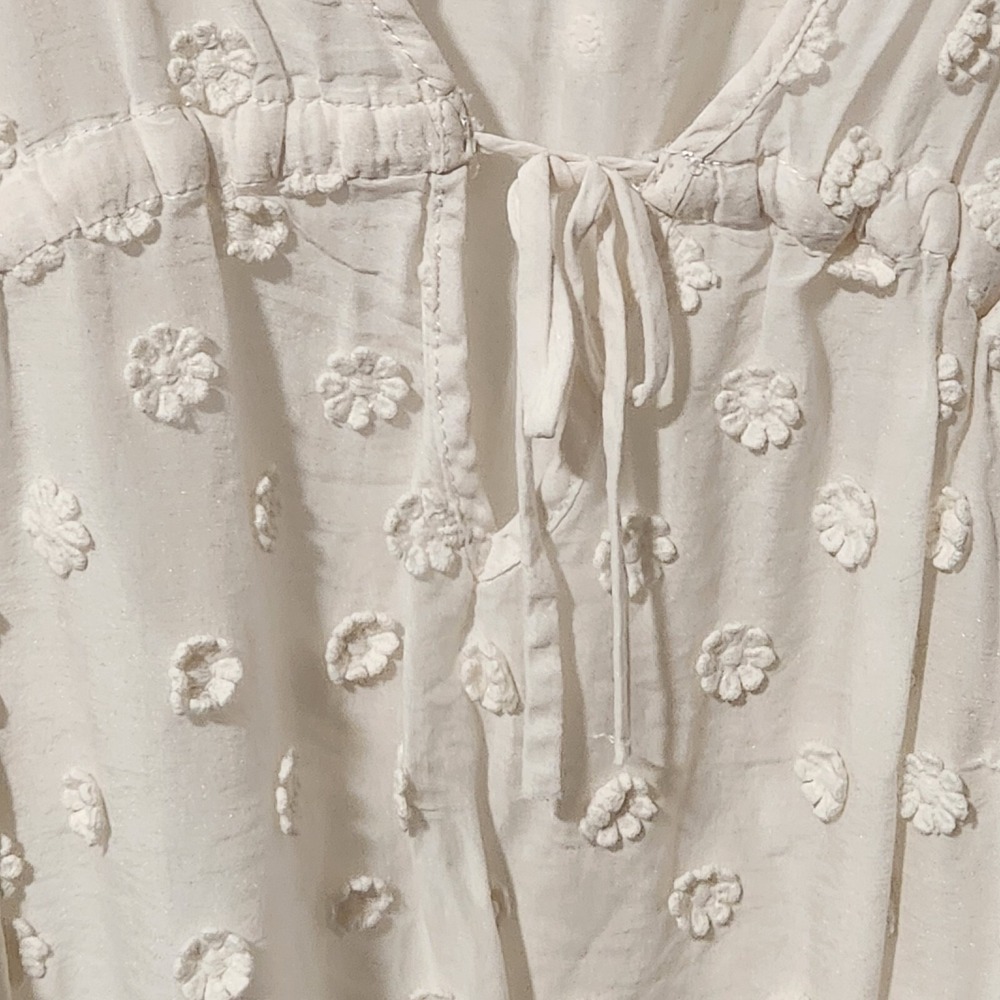 MILLY Minis Swim.Cover up 3D Flowers Ivory 100%cotton Size 10 years Beach Summer